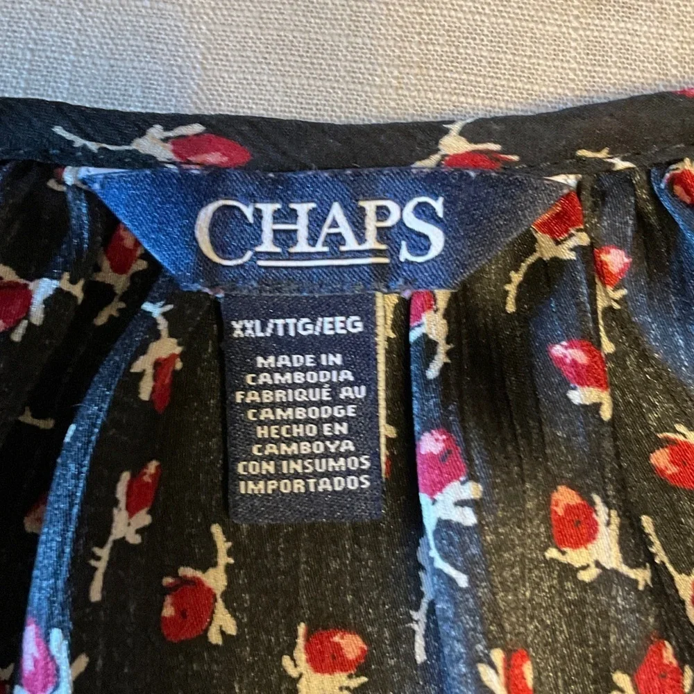 Chaps Black Floral Blouse